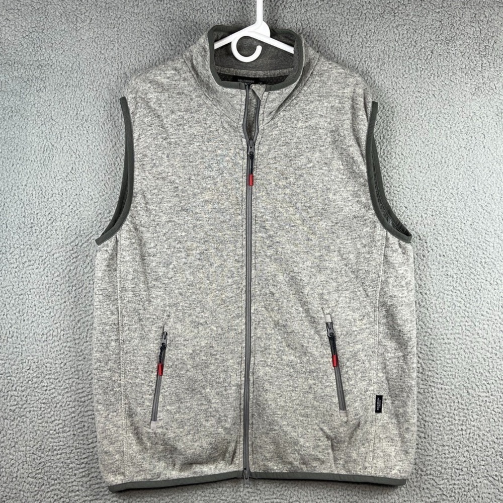 Holebrook Sweden Vest Men's XXL Heather Grey Wool Blend Full‎ Zip Zipped Pockets